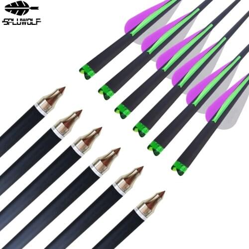 Purple Green White Carbon Crossbow Arrows For Archery Hunting Bolts 8.8mm
