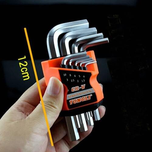 9pcs M1.5-M10 Allen Hand Tools With Hole Screwdrivers Professional Bolt Driver