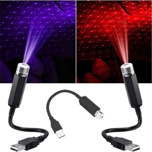 Car USB Star Lights Adjustable LED Atmosphere Starry Laser Light Interior Ceiling Projector For Cars Bedroom Parties Car-styling
