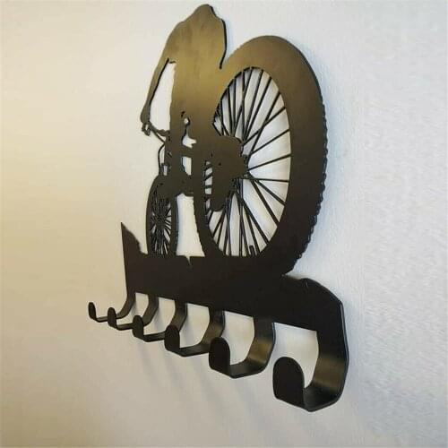 Large Wall Key Holder Riding Bicycle Pattern 6-hooks Wall Hanger Organizer for Glasses Clothes Riding Accessories Wall Decor