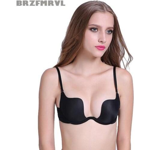 Deep U Bra A B Open Cup Push Up bra Girl Sexy Bra Lingerie brassiere Women Underwear Backless Intimates Underwire support bra