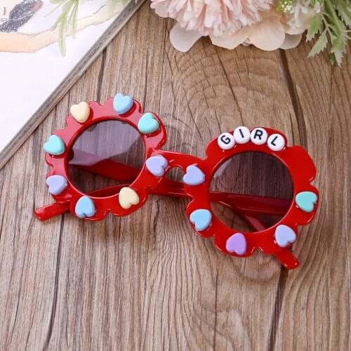 Kids Baby Girls Boys Sunglasses Anti-UV Heart Patterns Flower Shaped Dark Glasses Decorative Tools Cute Eyewear Shades Goggles