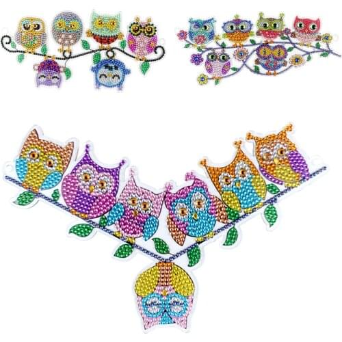 DIY Special Shaped Drill Diamond Painting Cartoon Owl Hanging Ornament Pendant For Window Home Door Wall Christmas Decoration
