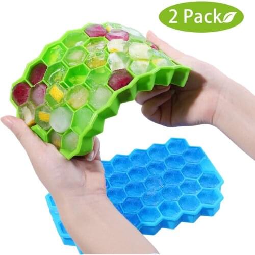 2PCS Food Grade Silicone Ice Mold with Splash-proof Removable Cover