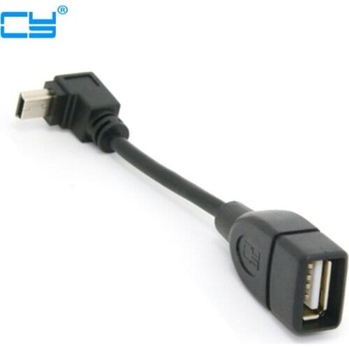 CY 90 Degree Down Direction Angled USB Mini B 5Pin Male to USB Female OTG Cable 10cm