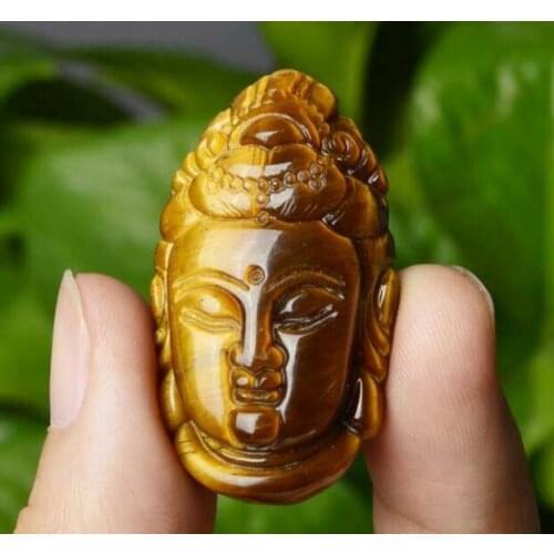 Collection Jewelry Natural Tiger Eye Stone Guanyin Bodhisattva Pendant