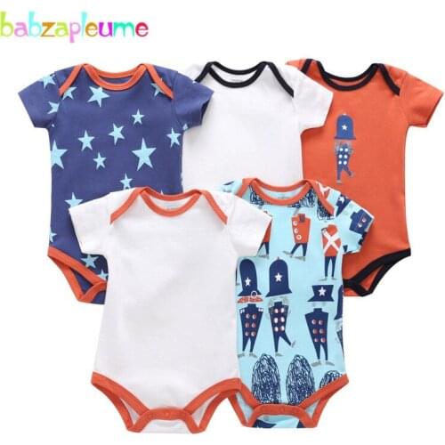 5Piece/Summer Newborn Clothing Baby Wears Girls Outfits Cotton Short Sleeve Jumpsuit Cartoon Cute Infant Bodysuit Sets BC1259-1