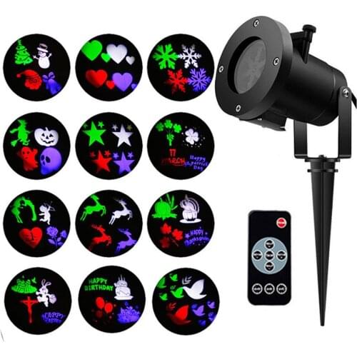 Thrisdar 12 Slides Holiday Landscape Projector Light Outdoor Garden Snowflake Projector Lamp Christmas Halloween Stage Light