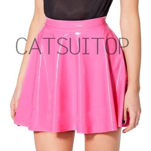 Latex rubber skirts in pink color
