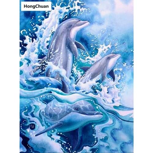 Cute Dolphin 5D DIY Full Square/Round Diamond Painting Diamond Embroidery Mural Diamond Cross Stitch Home Decoration Gift