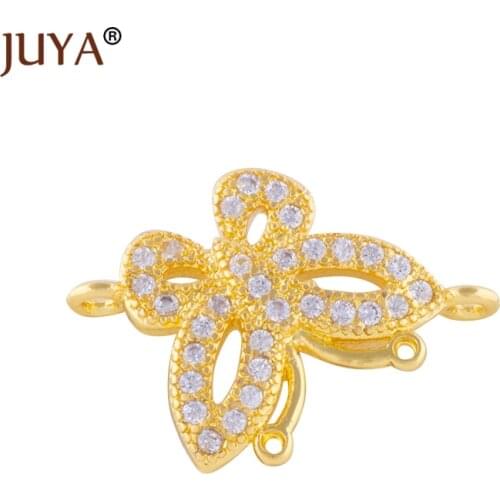 Fashion Copper Micro Pave CZ Zircon Rhinestone Butterfly Charms Connectors For Jewelry Making Handmade Bracelets Necklace Charm