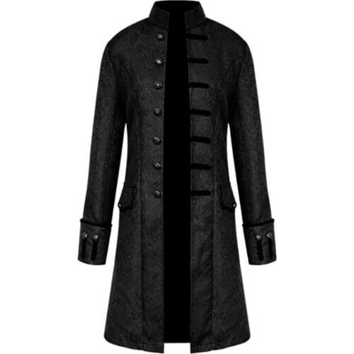 Mens Jacket Vintage Suit Jacket Long Tuxedo Vintage Steampunk Retro Tailcoat Single Breasted Halloween Gothic Coat Cosplay