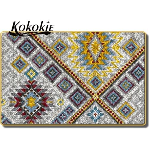 Latch hook kits for adults large printed canvas yarn carpet diy latch hook rug kits mandala carpet embroidery carpet diy rug