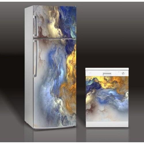 Fridge Sticker Abstract Cloud Refrigerator Dishwasher Door Cover Kitchen Home Decoration Accessories Modern 3d Wall Stickers