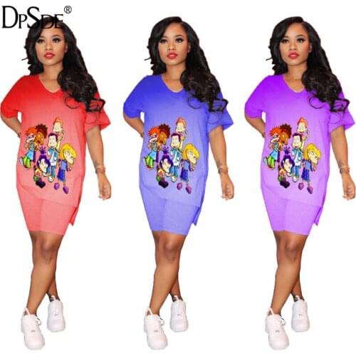 DPSDE 2020 new summer street hip hop style sets short sleeve v neck pockets long top elastic short pants printed two piece sets