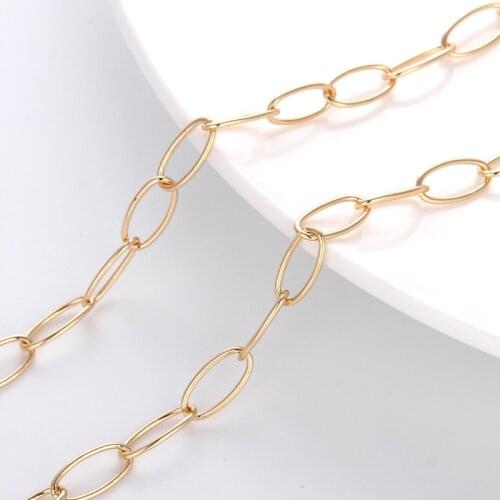1m Oval Link Chain Metal Golden Oval Rolo Chain Link Suitable for Jewelry Making DIY Accessories