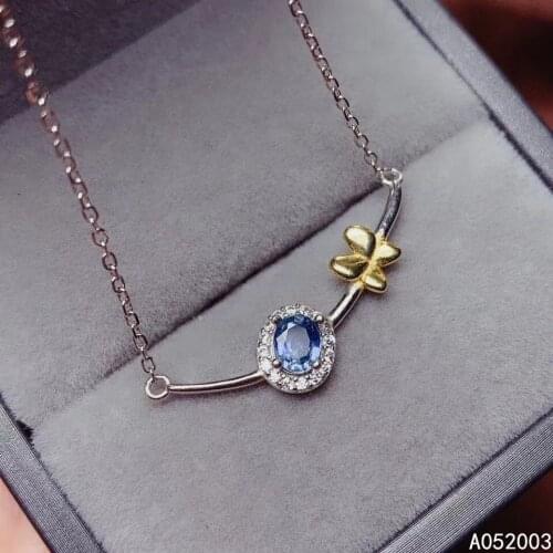 KJJEAXCMY Fine Jewelry 925 Sterling Silver inlaid Natural sapphire Female Pendant Necklace noble Support Detection