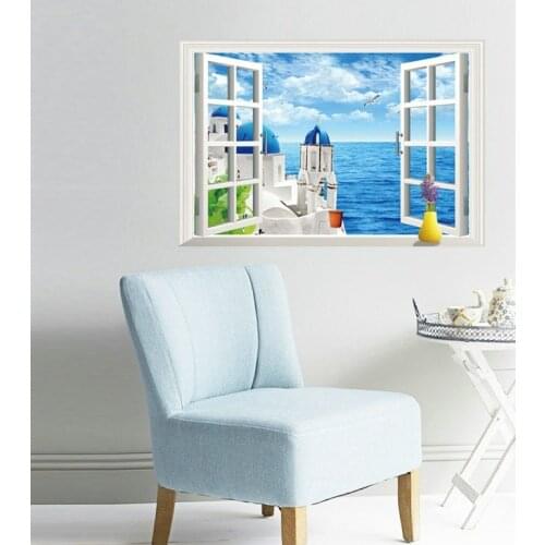 Landscape Gel Sticker Realistic 3d Stereo Feeling Adornment Bed False Living Room Window Wall Poster Children Glass Posted 2021