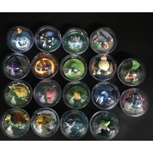 Pokemon Transparent Elf Ball Scene 4 Gang Ghost Flame Bird Ibrahimovic Transparent Egg Elf Doll Scenes Toys