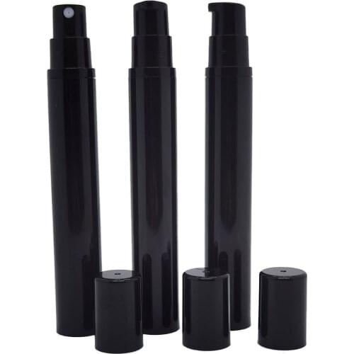 50pcs/lot 15ml Empty Plastic Sprayer Cosmetic Bottle Travel Mini Liquid Bottles Black Airless Pump Vacuum Container