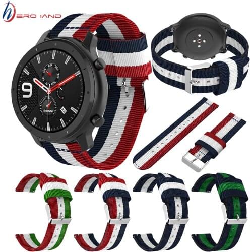 Nylon Strap For Xiaomi Amazfit Stratos 2 2s Pace Straps For Amazfit Bip GTS GTR 42mm 47mm Watch band For Huawei Watch GT Active