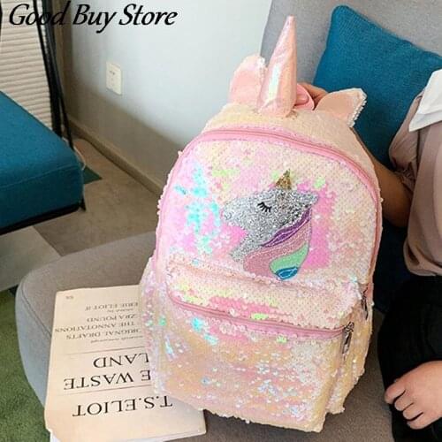 Pink Shiny Sequins Unicorn Satchel Student Bookbag Cute School Bag Children School Backpacks Gift Teenager Mochilas Sequin Large