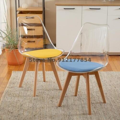 Net Red Transparent Chair Plastic Dining Chair Home Acrylic Desk Stool Negotiation Leisure Backrest Solid Wood Chair