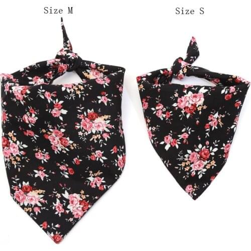 Pet Dog Cat Accessories Flower Print Pattern Cartoon Triangle Scarf Saliva Towel Small Medium Large Dogs Puppy Pets Supplies