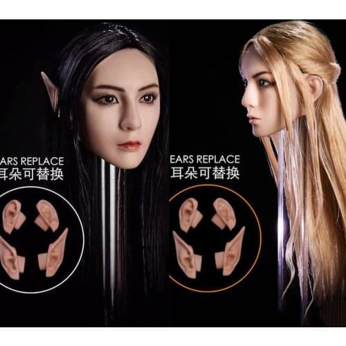 In Stock 1/6 Scale YMT09 Sexy Female Figure Head Sculpt Carving with Replace Ears Model for 12'' Female Action Figure Body
