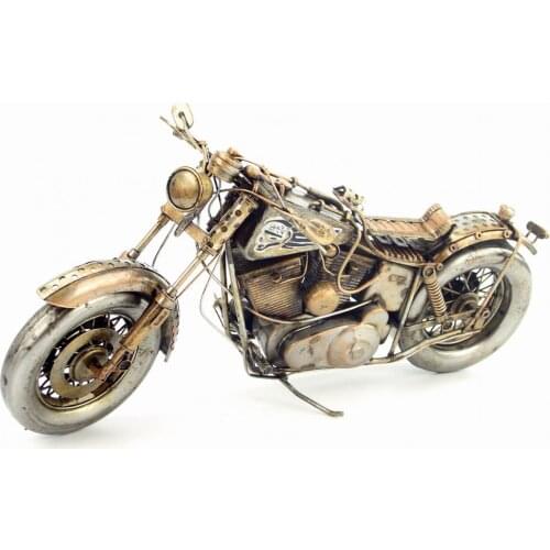 Antique Classical Motorcycle Model Retro Vintage Wrought Metal Crafts for Home Decoration or Birthday Gift