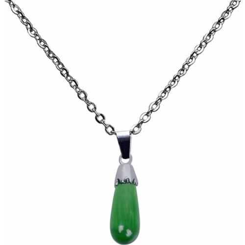 JUCHAO Gothic Jewellery Fashion Water Drop Pendant Necklace Stainless Steel Chain Long Necklace Women Jewelry Dropshipping