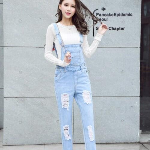 2020 New Free shipping Korean New Womens Jumpsuit Denim Overalls Casual Skinny Girls Pants Jeans