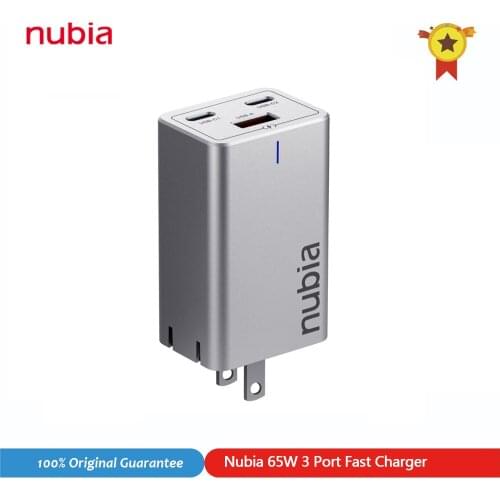 100% Original Nubia 65W 3 Port Fast Charger For Nubia RedMagic 5G 3-Port Fast Charging For Xiaomi 11 10 Redmi Note 9 8 Pro