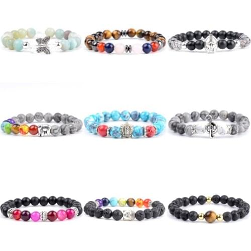 2019 Fashion Bracelet Men Wristband Jewellery 7 Chakra Healing Buddha Charm Bracelets For Women Yoga Mala Jewelry Gift Dropship