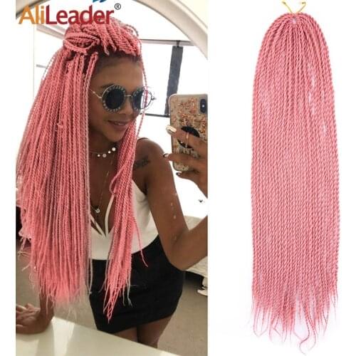 Alileader Pre-Twist Crochet Synthetic Senegalese Twist Extension Hair Ombre Red Blue Blonde 24 Inch Long Crochet Hair For Women