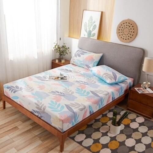 3pcs Elastic Fitted Sheet Cotton Bed Sheet Mattress Cover Simple Style Single King Size Bed Sheets 150x200 (With Pillowcase)