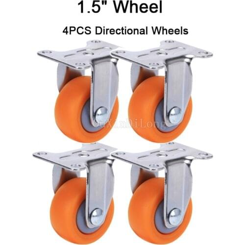 4PCS Orange Mini 1.5" Mute Wheel/ With Brake/ Directional Wheel Loading 25kg Replacement Swivel Casters Rollers Wheels GF177