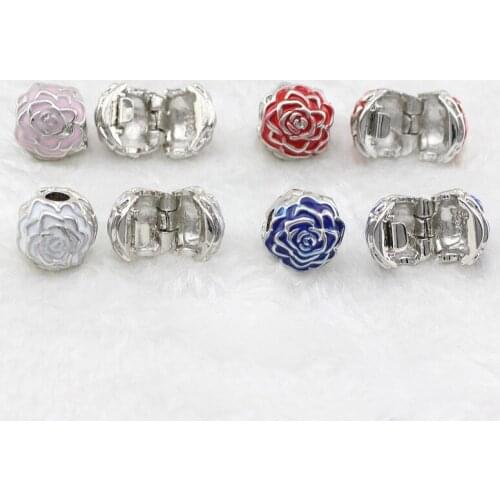 5 colors Bead DIY big hole European alloy pink crystal pan beads Pendants Fits Bracelets necklaces