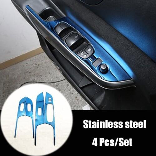 Stainless steel For Nissan Navara NP300 2017 2018 2019 accessorie Door Window glass Lift Control Switch Panel Cover Trim 4pcs