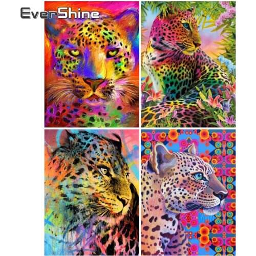 EverShine Diamond Mosaic Full Square Drill Leopard Cross Stitch Diamond Painting Animal Bead Embroidery Picture Of Rhinestones