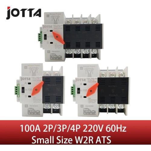 Jotta Mini Size W2R-2P/3P/4P 100A220V Mini ATS Automatic Transfer Switch Electrical Selector Switches Dual Power Switch