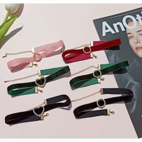 Velvet Cross Cupid Imitation Pearls Love Heart Sexy Choker Short Chain Velvet Necklace for Women Girls Gifts Halloween