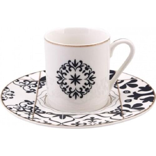 Turkish Coffee Cup Black Patterned Set of 6 Arabic Coffee Cups Set Nespresso 6 Cups 6 Plates