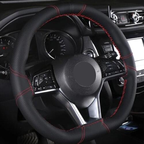 D-Shape Car Steering Wheel Cover DIY Hand Braid Anti-Slip Microfiber Leather Auto Accessories Wieldoppen Couvre Volant Stuurhoes