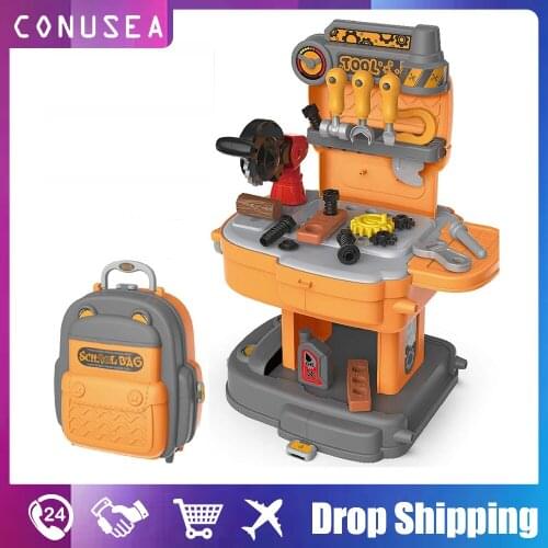 31 PCS Kids Tool Set Engineer Role-Play Toy Backpack Simulation Construction Accessories Tools Toys Pretend Playset