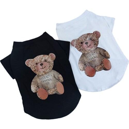 Cute Teddy Bear Printed Puppy Dog T Shirt Summer Dog Clothes for Small Dogs Bottoming Shirt for French Bulldog Dog Vest Chihuahu