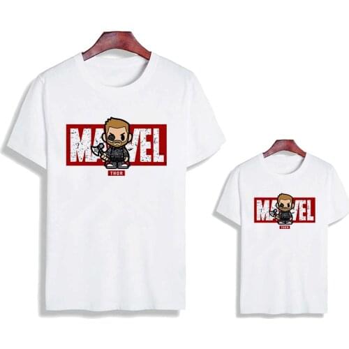The Avengers T-shirt Baby Girl Boy Summer Thor Print Casual Famliy Look Tops Harajuku Streetwear Adult Unisex Tees Tshirt