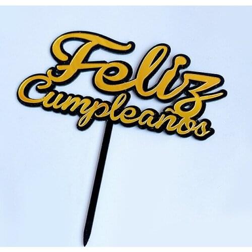 Spanish Feliz Cumpleanos Cake Topper Creatlve 3D Letters Happy Birthday Acrylic Cake Topper For Birthday Party Cake Decorations