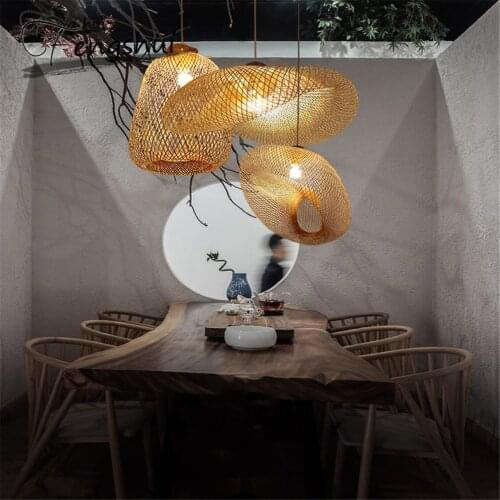 Chinese Classics Bamboo Led Pendant Lights Modern Luxury Personality Bar Restaurant Rattan Hanging Lamp Indoor Lighting Luster