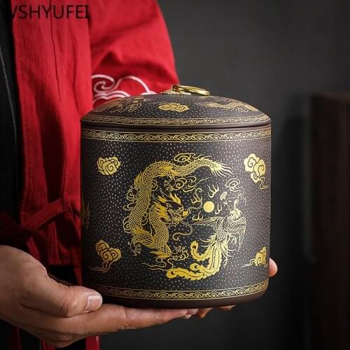 Chinese tea caddy Large capacity ceramic jar oolong tea storage tank travel Tea Box tea containers Sealed coffee canister
